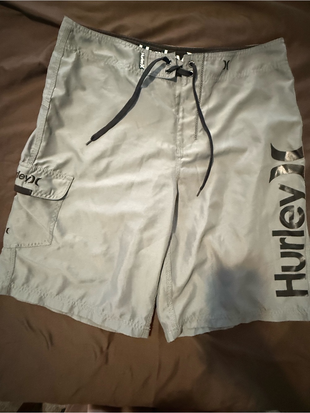 Hurley Light Gray Men's Swim trunks with Black Logo